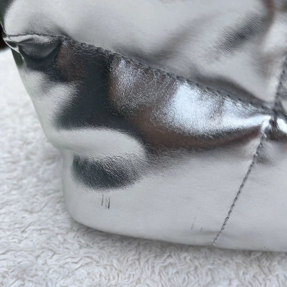 IHKWIP Checkmate Quilted Shoulder Tote 2 Crossbody Straps Silver Foil New w Tags